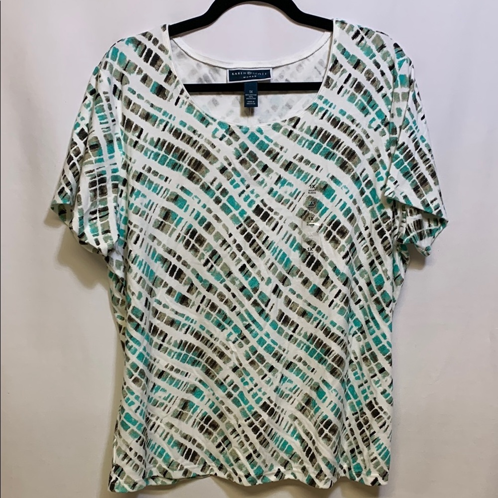 Karen Scott Blue and Brown Blouse
